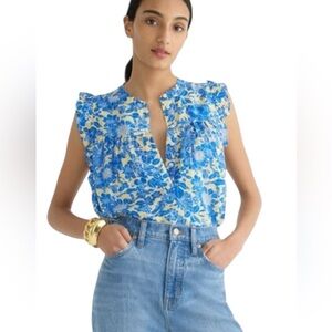 J.Crew Sleeveless ruffle - trim Top